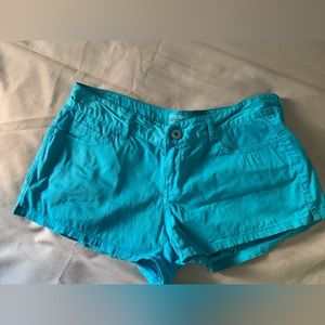Aeropostale brand turquoise color short shorts. Size 3/4, low rise.